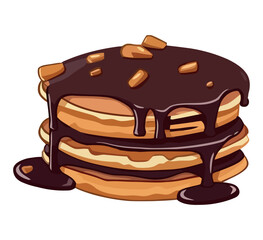 Sweet pancake with chocolate syrup and cream