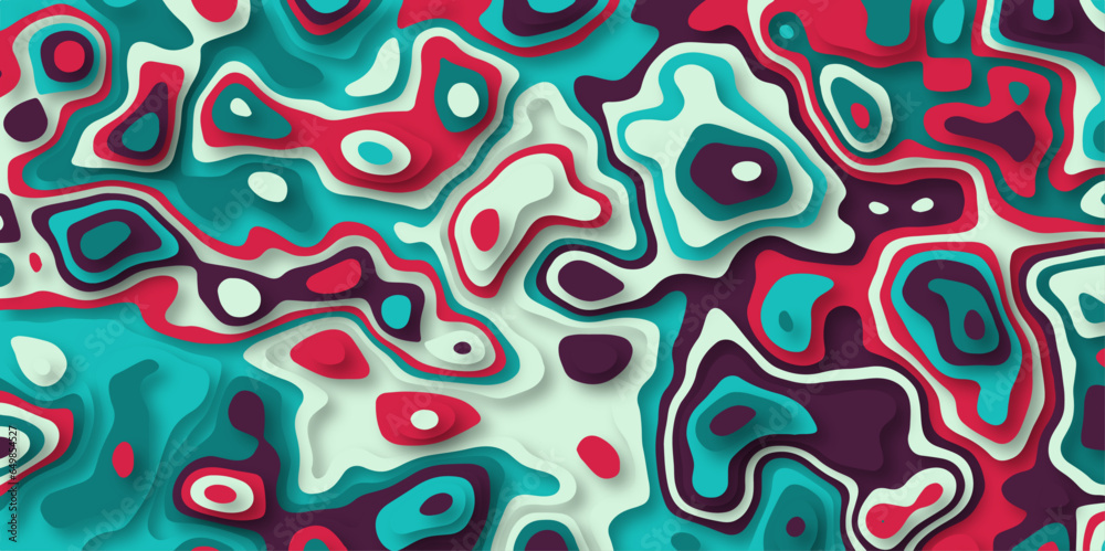 Poster Abstract colorful paper cut background design .Abstract vector seamless pattern with shadows Trendy multicolor contemporary design for prints,flyers,banners,brochures,invitations,covers.
