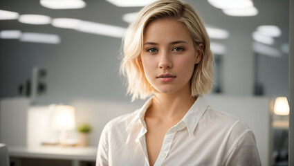 Fototapeta premium the blonde girl in the office