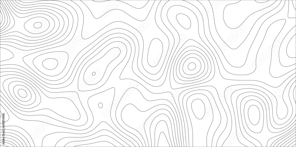 Fototapete Ocean topographic line map with curvy wave isolines vector illustration. Abstract topographic contours map background, Vector contour topographic map. Cartography texture abstract banner use..