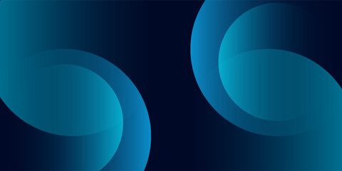 Dark blue abstract background with shiny geometric shape graphic. Modern blue gradient circles