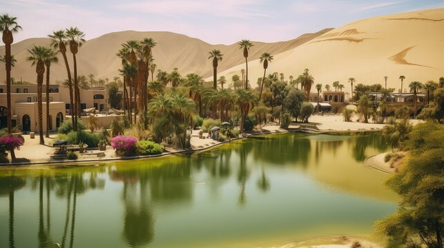 landscape peruvian desert oasis illustration travel nature, dry destination, south sky landscape peruvian desert oasis