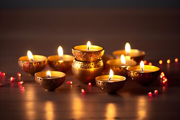 Oil lamps decoration in Diwali festival.