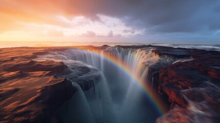 divine liquid rainbow melting Panoramic View captured Generative Ai
