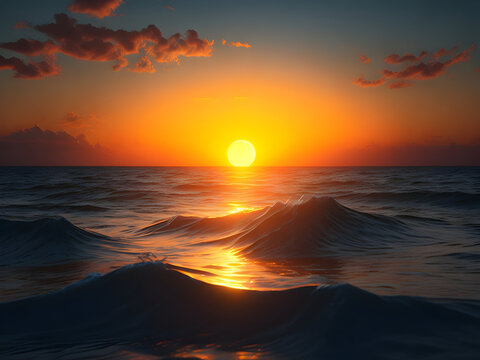 sunset over the sea high quality photo 