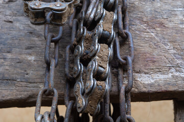 The chain from the broken motorbike is made of iron