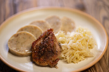 pork meat with sauerkraut and carlsbad dumplings