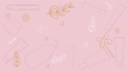 Background floral and cosmetic beauty minimal illustratiom blossom for banner, advertising and promotion elegant luxury concept