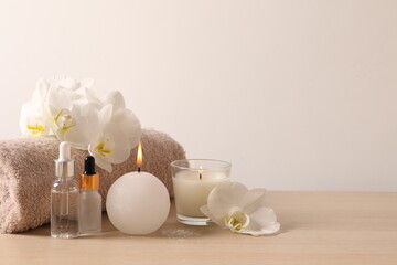 spa still life with candles and flowers