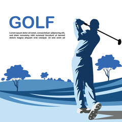 golf playing character illustration