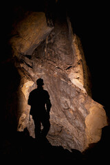 On An Adventure Exploring A Cave; Fernie, British Columbia, Canada