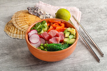 Hawaiian cuisine - poke with tuna and rice