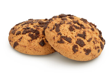 oatmeal chocolate chip cookie isolated on white background