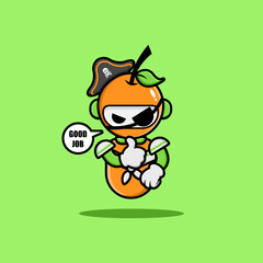 Robot pirates orange mascot character