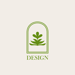 Plant logo vector minimalism design, for holiday rentals, travel services, tropical spa, coffee shop, studio, and beauty studios. Aesthetic vintage classic logo and element.