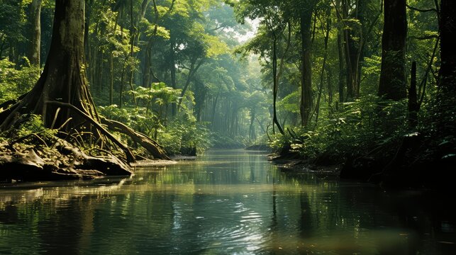 forest congo rainforest swamps illustration swamp water, park jungle, environment african forest congo rainforest swamps