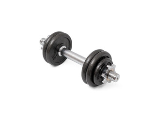 Sports equipment dumbbell on a white background. Dumbbells close up.
