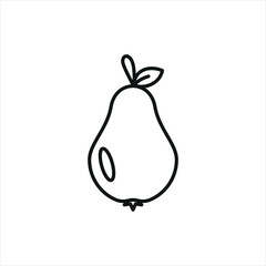 Pear icon vector illustration. Pear with leaf on isolated background. Fruit sign concept.