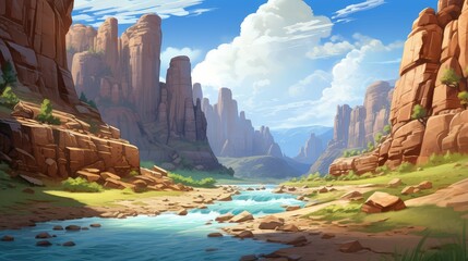 water canyon rapids fast illustration river landscape, mountain stream, scenic travel water canyon rapids fast