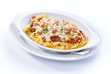 pasta with minced meat and parmesan