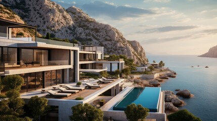 building montenegrin adriatic villas illustration sea architecture, street modern, buildings europe building montenegrin adriatic villas
