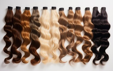 Various colors of hair extension bundles. Generative AI