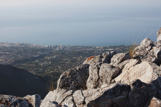 View Of The Coast From A Hill Top; Marbella, Malaga, Andalusia, Spain
