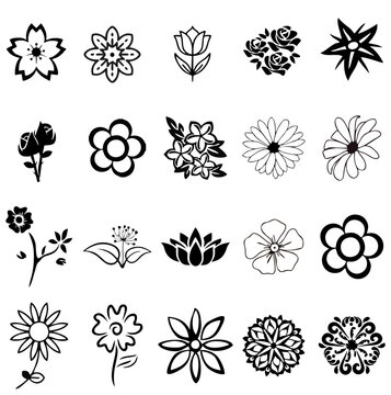Set of flower icons illustration. vector