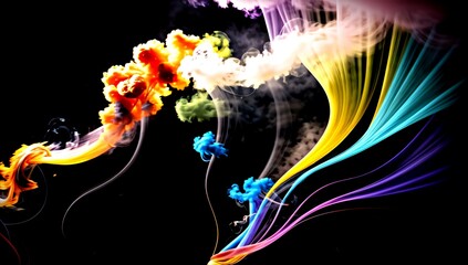 (4K) Abstract wallpaper design. Colorful display of smoke, lines and particles AI
