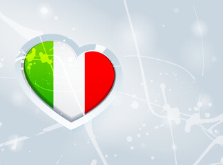 Italy Flag in the form of a 3D heart and abstract paint spots background - 649867530