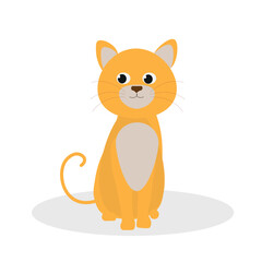 Vector cat icon. Cute cat is sitting. Vector flat illustration. Suitable for animation, using in web, apps, books, education projects. No transparency, solid colors only. Svg, lottie without bags.
