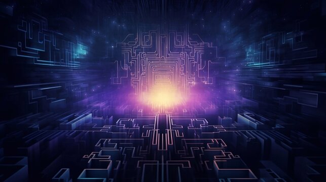 Futuristic abstract electronic circuit technology background. Server, internet, speed. Motion graphics for an abstract data center. Tech science cyber future technology concept illustration