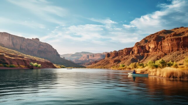 travel canyon lake reservoir illustration nature sky, vacation river, boat tourism travel canyon lake reservoir