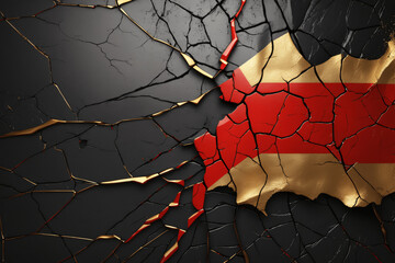 Wand mit Rissen Deutsche Flagge als Hintergrund