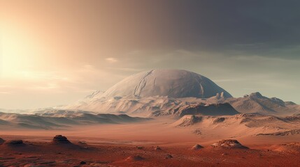 space Mars Olympus Mons illustration universe astronomy, cosmos surface, red science space Mars Olympus Mons - Powered by Adobe