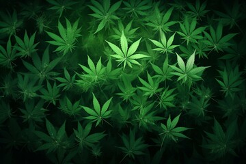 green leaves space holder backdrop for medical cannabis. Generative AI