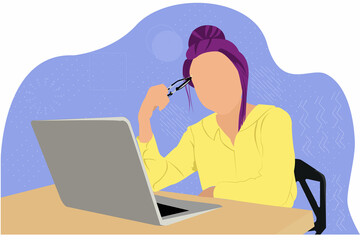 flat illustration of working woman