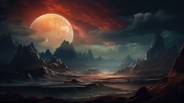 red lunar cleft landscape illustration park desert, natural rock, bridge erosion red lunar cleft landscape