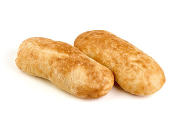 Fresh bread loaves, isolated on white background.