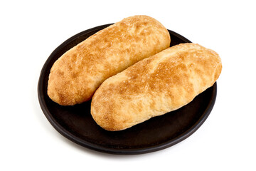 Fresh bread loaves, isolated on white background.
