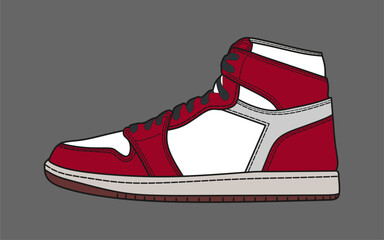sneaker shoes vector illustration. Sneakers air in flat style. Sneakers side view , outline vector doodle illustration ,drawing book
