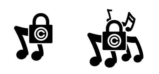 Fototapeta premium Copyright or C letter. Right of first publication. Copy right symbol. Musical note, element, staff pattern. Vector key wave. Sound symbol. concept of legal education. Pad lock privacy logo. Music wave