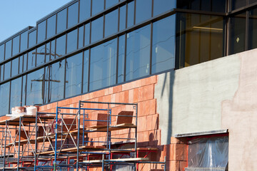 Exterior Stone Work On New Commercial Building; Edmonton, Alberta, Canada