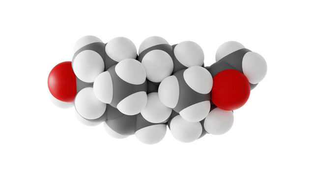 pregnenolone molecule, endogenous steroid molecular structure, isolated 3d model van der Waals