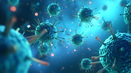 3d illustration_of cancer cells virus geometric