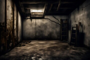 old abandoned room generated by AI technology - obrazy, fototapety, plakaty