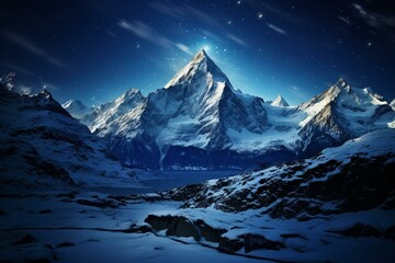 Wintry peaks and twinkling cosmos. Generative AI