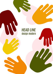 Obraz premium Abstract background with different palms. The concept of friendship, mutual assistance, together. Vector