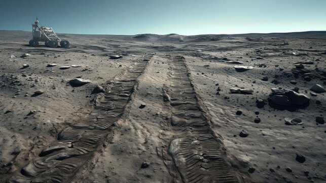 astronomy moon rover tracks illustration track mission, exploration transportation, robot astronaut astronomy moon rover tracks