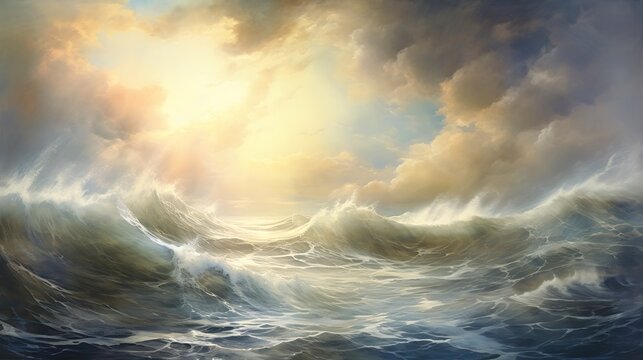 large wave ocean bright light coming clouds wonder devotion whirlpool sorrow white searchlight exalted